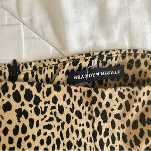 Brandy Melville Black and Tan Animal Print Skirt